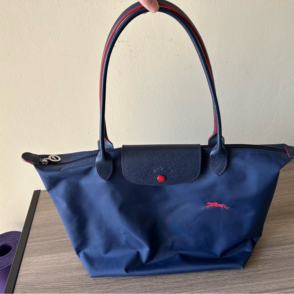 Longchamp Navy and Red Tote Bag